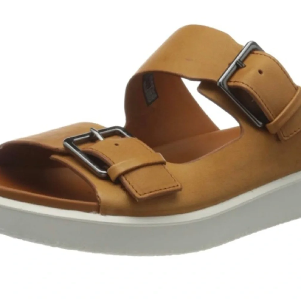 ECCO FLOWT LEATHER SANDAL SLIDE DOUBLE BUCKLE​​​​‎